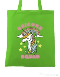 Sacosa din panza Unicorn squad Verde mar
