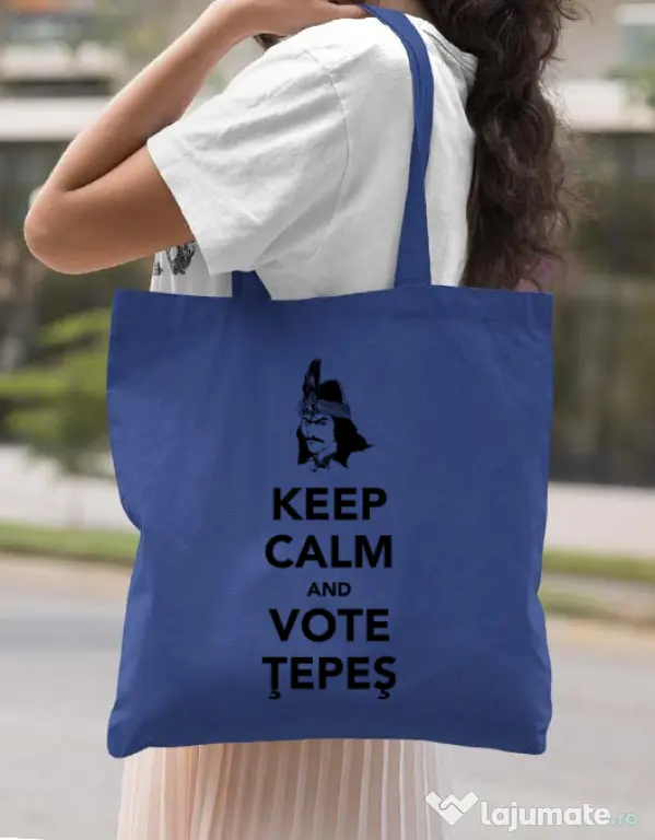 Sacosa din panza Vote Tepes Albastru regal