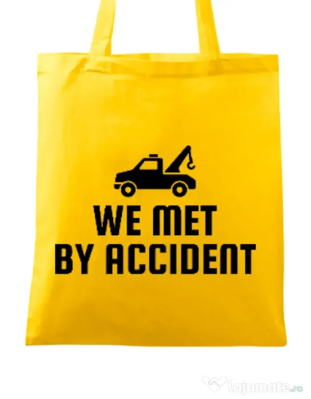 Sacosa din panza We met by accident Galben