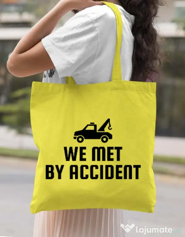 Sacosa din panza We met by accident Galben