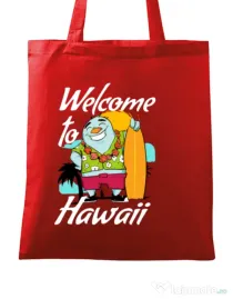 Sacosa din panza Welcome to Hawaii Rosu