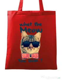 Sacosa din panza What the meow Rosu