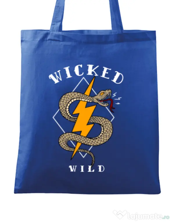 Sacosa din panza Wicked wild Albastru regal