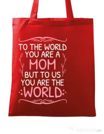 Sacosa din panza You are the world Rosu