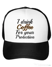 Sapca personalizata Coffee for your protection Alb