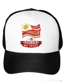 Sapca personalizata In bacon we trust Alb