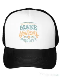 Sapca personalizata Make yourself a priority Alb