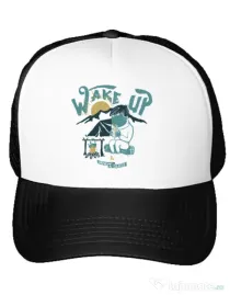 Sapca personalizata Wake up and drink a coffee Alb