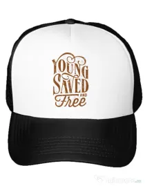 Sapca personalizata Young Saved And Free Alb
