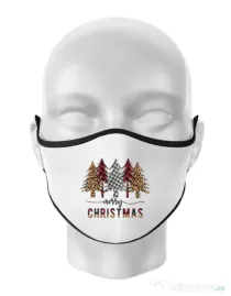Masca personalizata reutilizabila Christmas Trees Alb