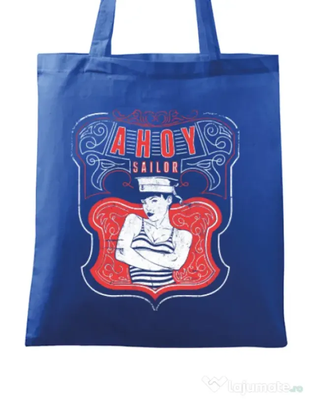 Sacosa din panza Ahoy sailor Albastru regal