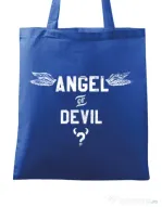 Sacosa din panza Angel or devil Albastru regal
