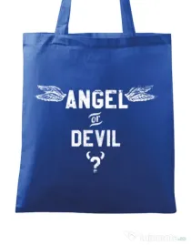 Sacosa din panza Angel or devil Albastru regal