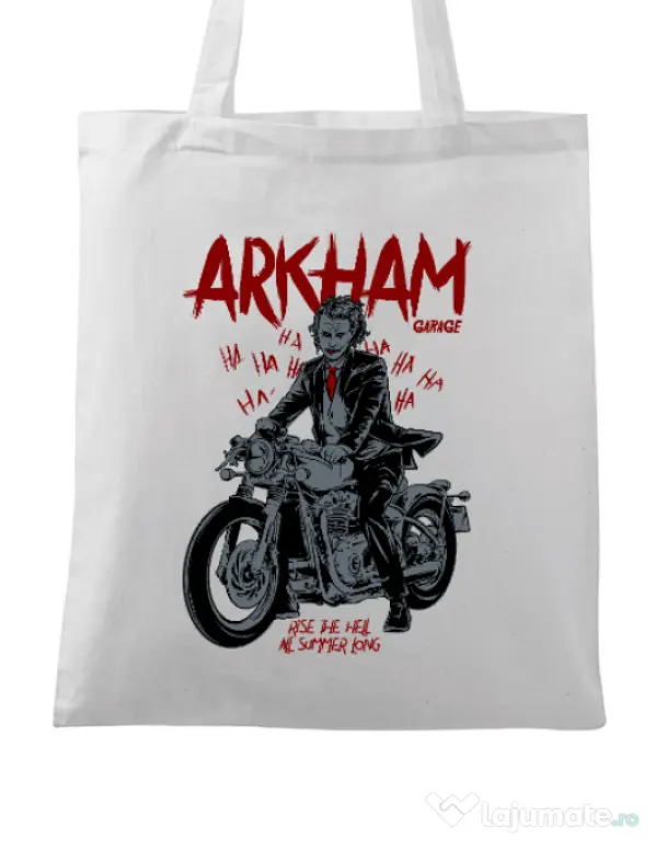 Sacosa din panza Arkham garage Alb