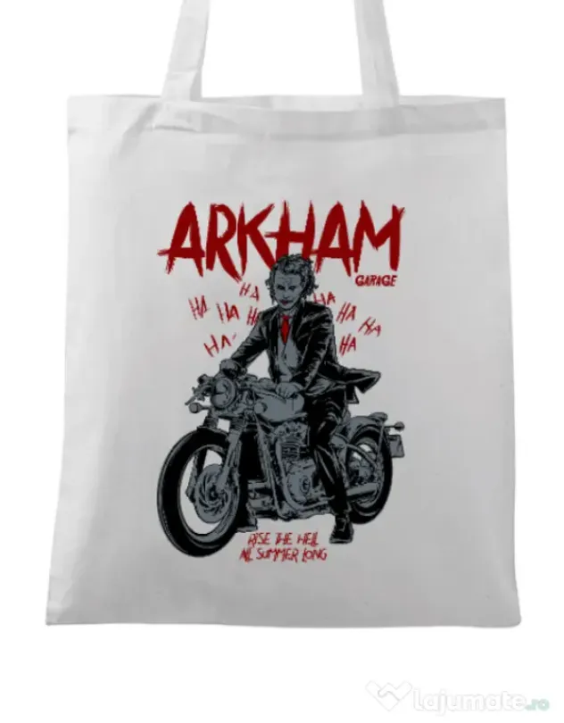 Sacosa din panza Arkham garage Alb