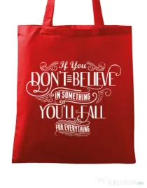 Sacosa din panza Believe in something Rosu