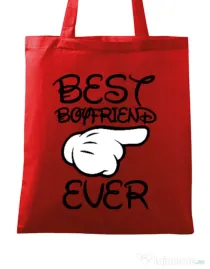 Sacosa din panza Best boyfriend ever Rosu