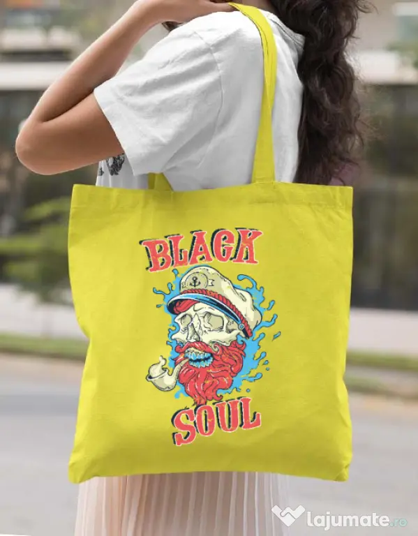 Sacosa din panza Black soul Galben