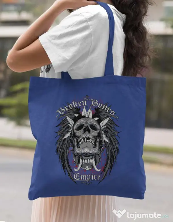 Sacosa din panza Broken Bones Empire Albastru regal