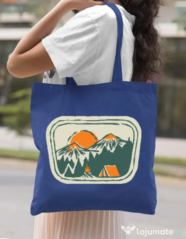 Sacosa din panza Camping badge Albastru regal