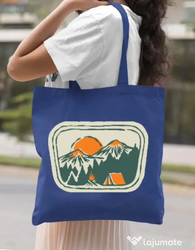 Sacosa din panza Camping badge Albastru regal
