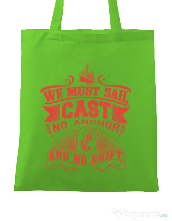 Sacosa din panza Cast no anchor Verde mar