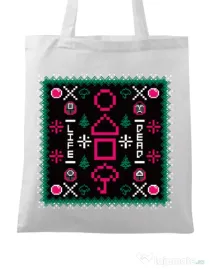 Sacosa din panza Childhood Pattern Alb