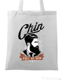 Sacosa din panza Chin full of win Alb