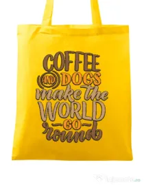 Sacosa din panza Coffee and dogs Galben