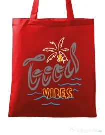 Sacosa din panza Cool vibes typo Rosu
