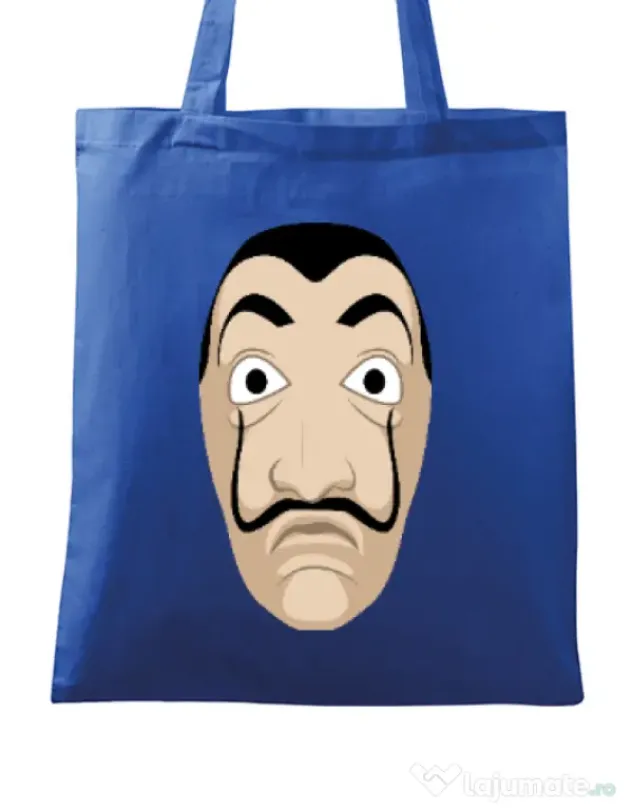 Sacosa din panza Dali mask Albastru regal