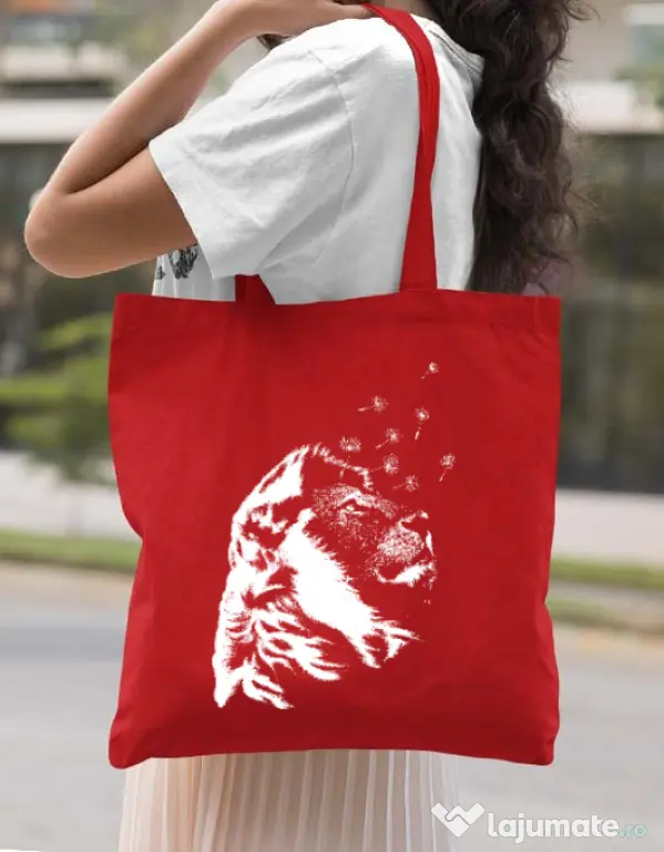 Sacosa din panza Dande lion Rosu