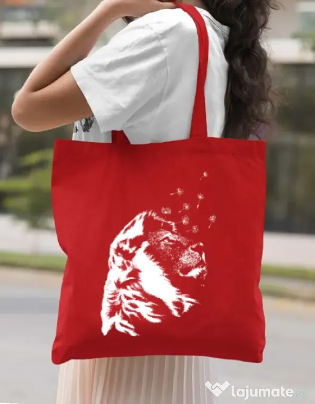 Sacosa din panza Dande lion Rosu