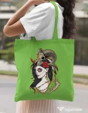 Sacosa din panza Dead Queen Verde mar 