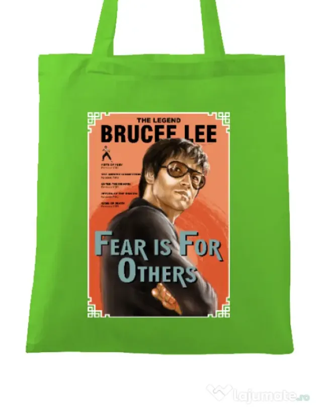 Sacosa din panza Fear is for others Verde mar