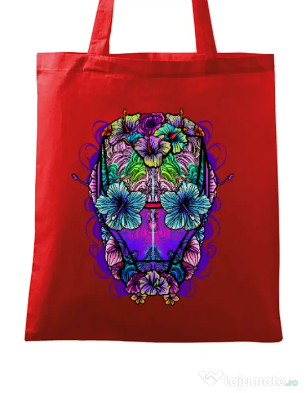 Sacosa din panza Flower helmet Rosu
