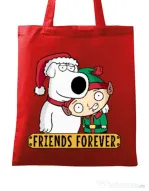 Sacosa din panza Friends forever Rosu