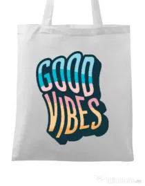 Sacosa din panza Good vibes Alb
