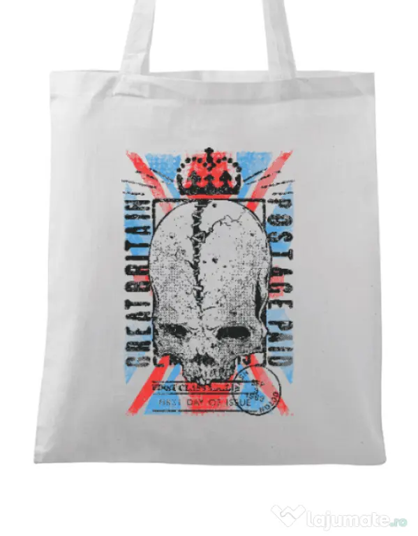 Sacosa din panza Great Britain Post Alb
