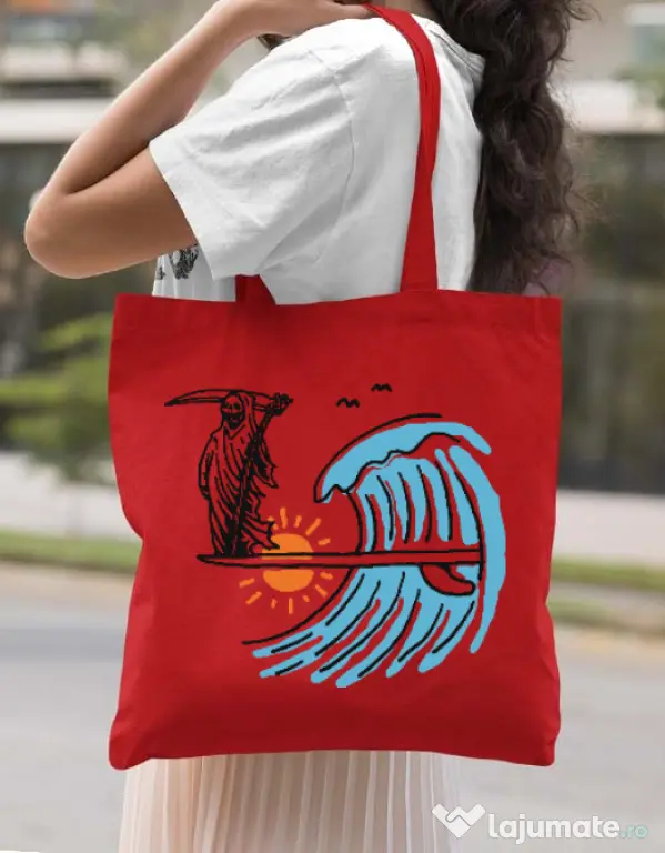 Sacosa din panza Grim surfer Rosu