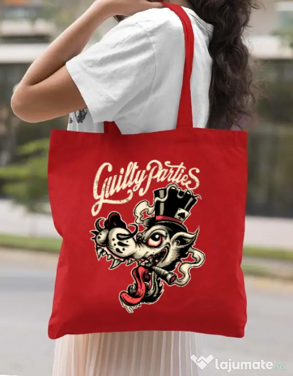Sacosa din panza Guilty parties Rosu