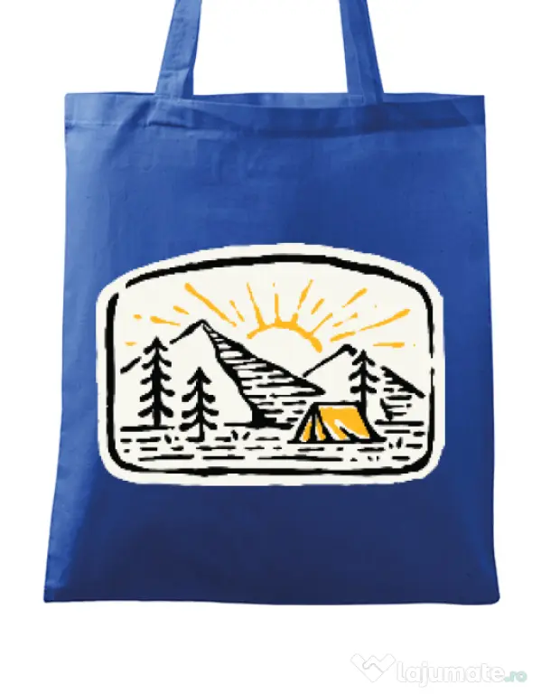 Sacosa din panza Hand drawn camp Albastru regal