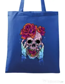 Sacosa din panza Hand skull Albastru regal
