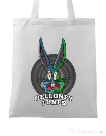 Sacosa din panza Helloney tunes Alb