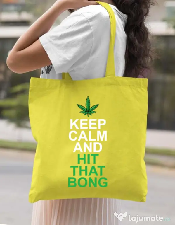 Sacosa din panza Hit that bong Galben