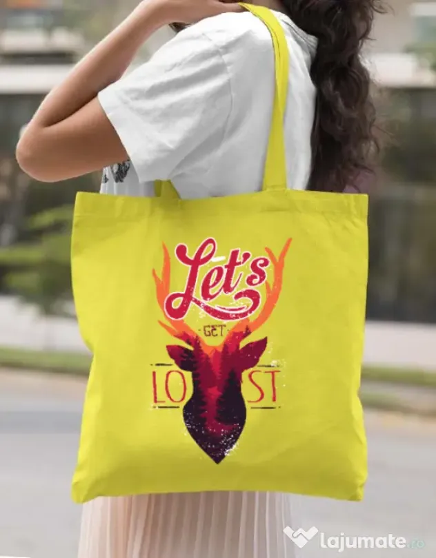 Sacosa din panza Lets get lost Galben