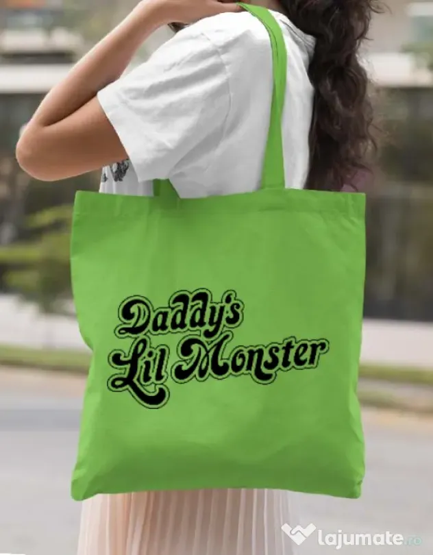 Sacosa din panza Lil monster Verde mar