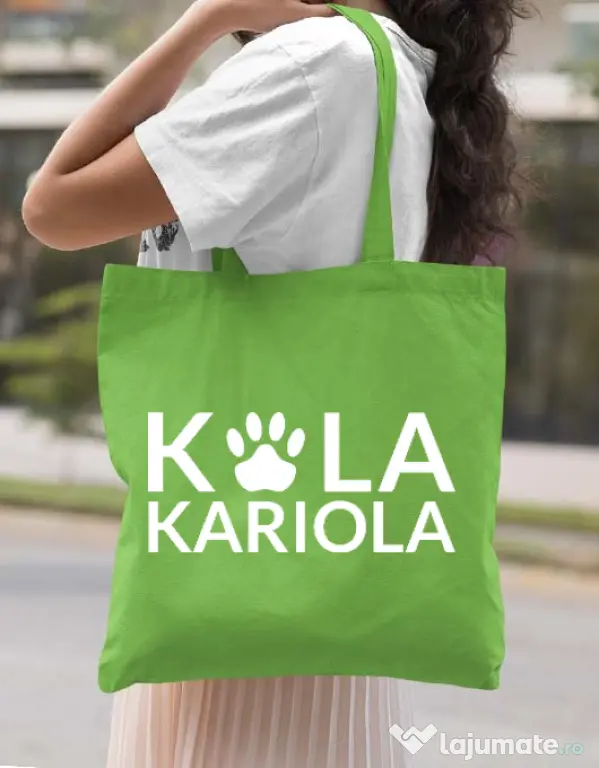 Sacosa din panza Logo Kola Alb Verde mar