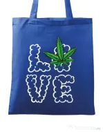 Sacosa din panza Love weed Albastru regal