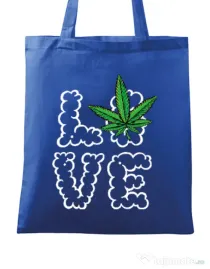 Sacosa din panza Love weed Albastru regal